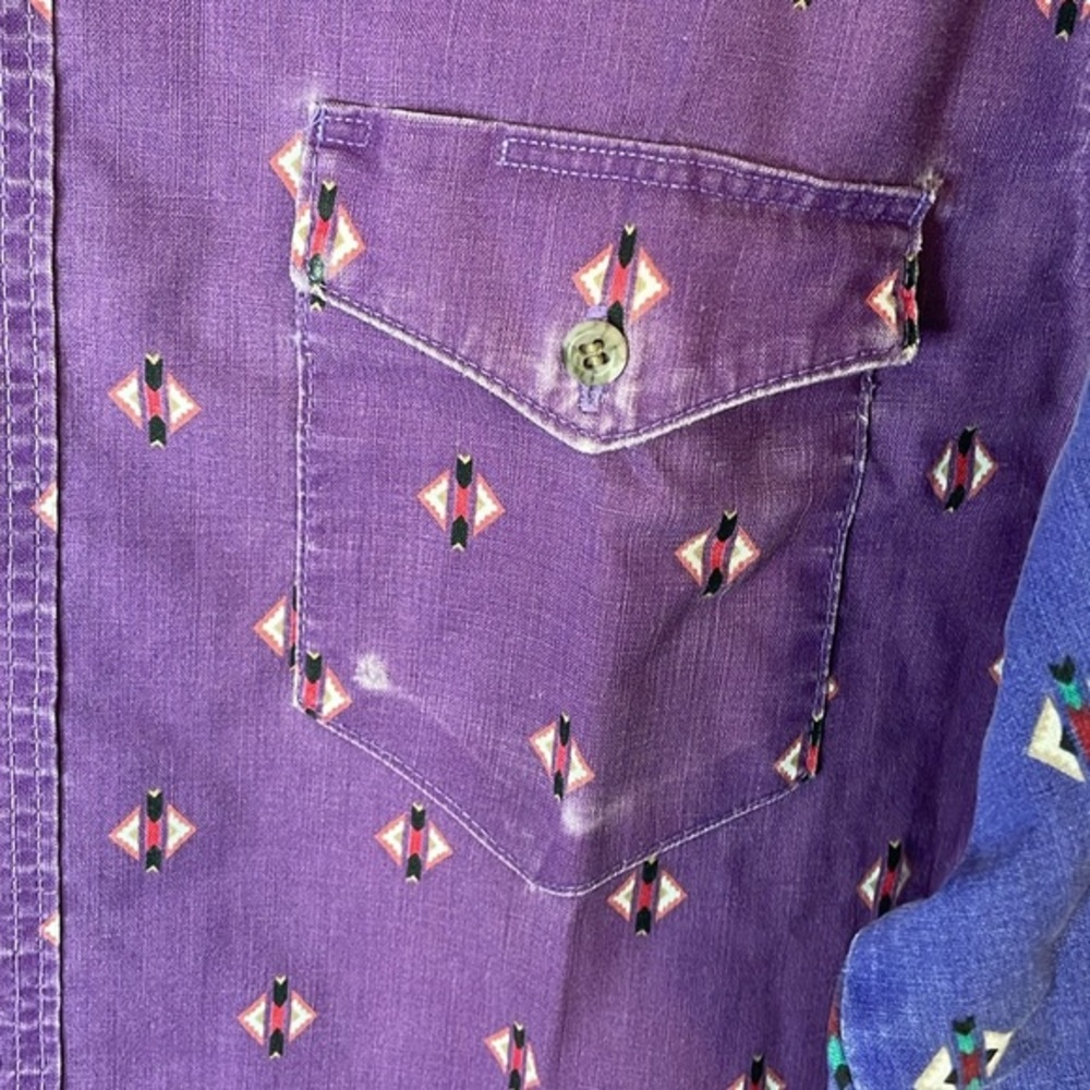 Wrangler Vintage Cowboy Cut Long Sleeve XL Tails Purple Southwest Aztec Size 16 - Picture 10 of 14